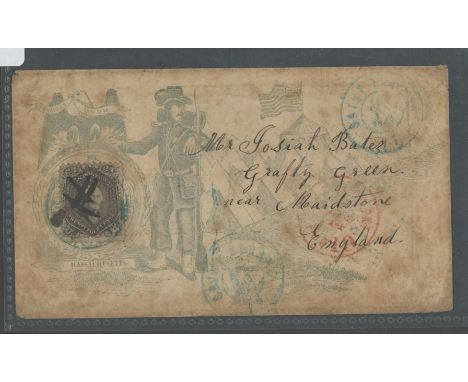 Illustrated Letter envelope with Union Army "One for All" logo, sent during the Civil war to Maidstone Kent, received 27-4-18