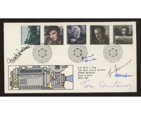 1985 Films FDC signed by Glenda Jackson, Michael Caine, R.Harwood, Michael Winner &amp; Tom Courtenay. Typed address, fine.