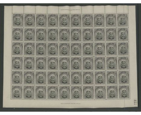 1924-29 2d black &amp; purple-grey in complete sheet of 60. U/M, fine. SG 4 Cat £480 (60)