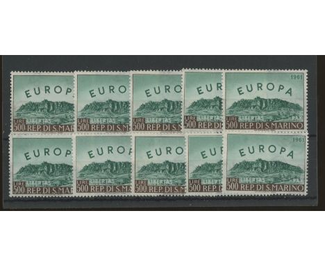 1961 Europa 500l U/M x 10. SG 640 Cat £500 (10)