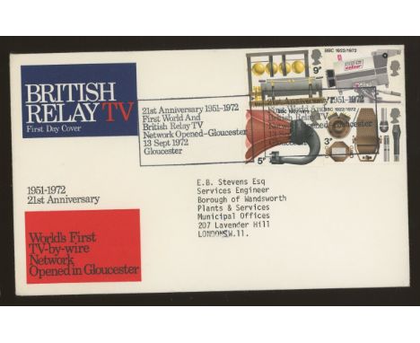 1972 BBC First World and British Relay TV Gloucester Official FDC. Typed address, stamps overlap slightly, otherwise fine &am