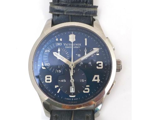 A Victorinox Swiss Army Chrono stainless steel gentleman's wristwatch, ref. 241298, serial 081129469, with blue dial, three s