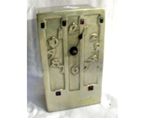 An Archibald Knox style mantle clock 15cm high Condition Reportfitted with modern battery movement