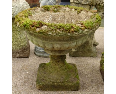 Weathered composite stone urn planter, D48cm   Condition Report   Click here for further images, condition, auction times & d