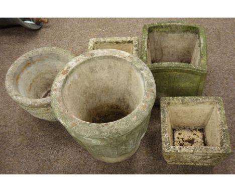 Large classical composite stone planter and four smaller planters   Condition Report   Click here for further images, conditi