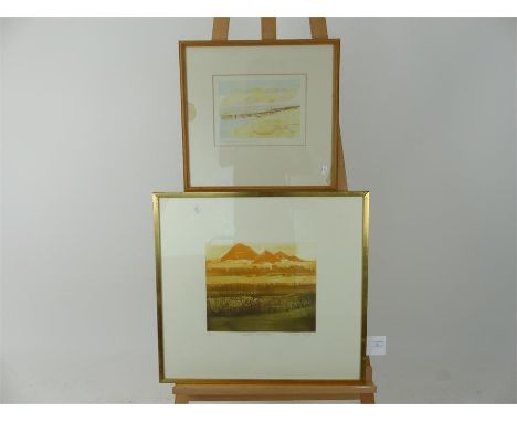 Dorothen Wight, a limited edition etching and aquatint 'Egyptian Landscape' 6/75, signed, sight size 51 x 55cm, together with
