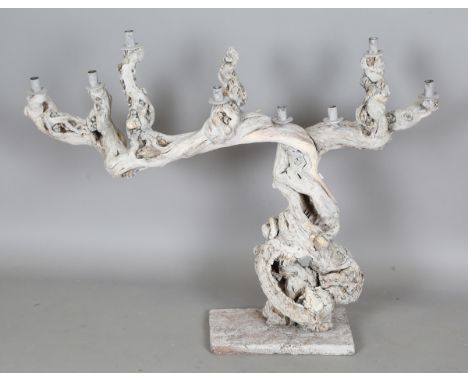 A modern bleached root eight-light candelabrum of naturalistic form, height 80cm, width 107cm.Buyer’s Premium 29.4% (includin