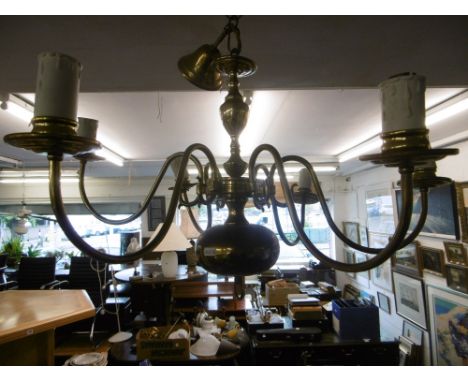 SIX BRANCH BRASS CHANDELIER