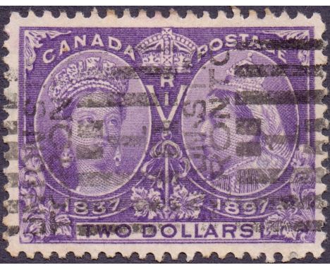 CANADA STAMPS : 1897 $2 Violet Jubilee with Roller cancel, SG 137