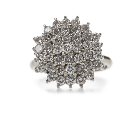 DIAMOND CLUSTER RING, the round brilliant cut diamonds totalling approximately 1.80 carats, marked 18ct, size R, 8.8g