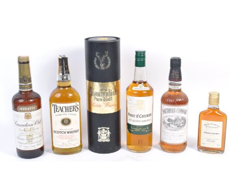 A collection of 6x bottles of assorted whisky comprising: boxed Glenfiddich Pure Malt Scotch Whisky, Southern Comfort, House 