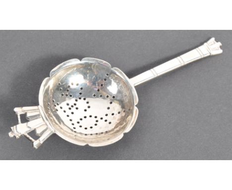 Robert Edgar Stone -&nbsp;Asprey Of London - An early 20th Century hallmarked silver tea strainer spoon made to commemorate t