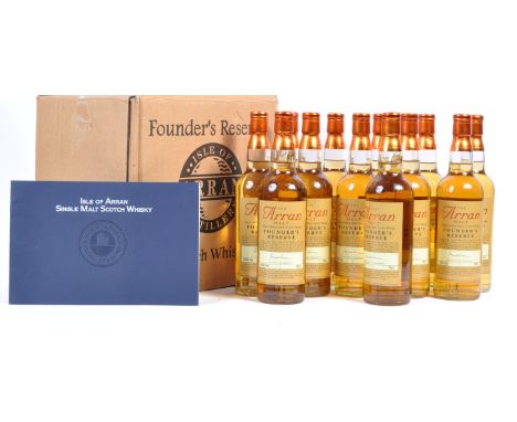 A rare case of 12x vintage Isle Of Arran Distillery Founders Reserve single malt Scotch Whisky 70cl 43% vol. Complete in orig