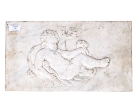 An 18th / 19th century Italian architectural white marble panel of rectangular form being hand carved into relief with centra