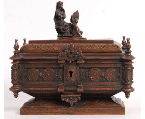 After Alexandre Gueyton - a Victorian bronzed decorative casket by Elkington ' Department Of Science &amp; Art ' c1854. A dir