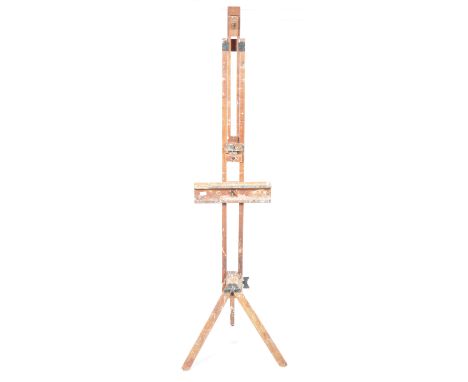 A 19th century Winsor &amp; newton large artists easel. The large beech frame with adjustable settings and mounts having rema