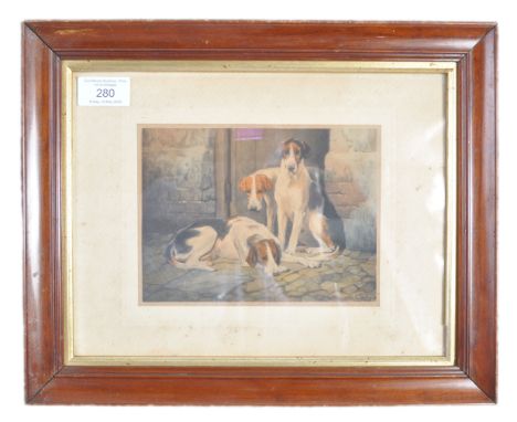 After John Charlton&nbsp;(1849-1917) - A antique English school printed watercolour on paper print depicting three resting po