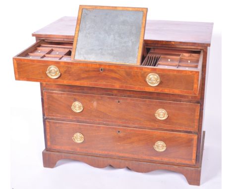 An early 19th century George III believed Gillows of Lancaster mahogany inlaid dressing / vanity chest of drawers. Raised on 