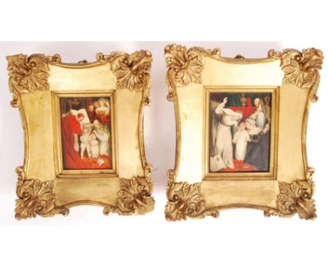 After James Northcote (1746-1841)- English School - A pair of early 19th century oil on board paintings of Royal scenes 'The 