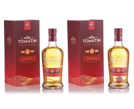 Two bottles of Tomatin Highland Single Malt Scotch Whisky, Bourbon Barrels, 21yr, 46%, 700ml