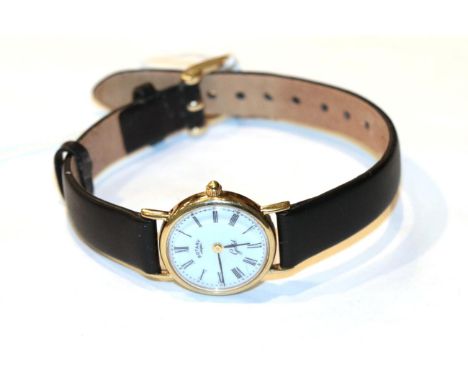 A 9 carat gold lady's Rotary gold wristwatch, on leather strap