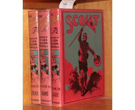 Baden, Powell, Lord Robert, The Scout Vols XI, XIII, XV. C. Arthur Pearson, 1916-1920. 4to (3 vols). Org. red pictorial cloth
