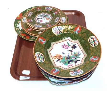 Ten various 19th century plates including: Ironstone china, Davenport, Ashworth Bros etc.  Ironstone bowl 26.5cm diameter, Ir