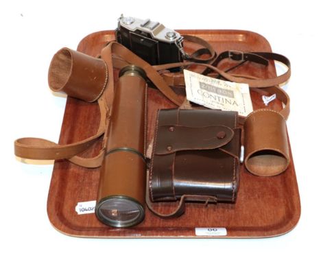 An early 20th century four-drawer telescope by Broadhurst Clarkson &amp; Co. Ltd; together with a Zeiss Ikon camera and anoth