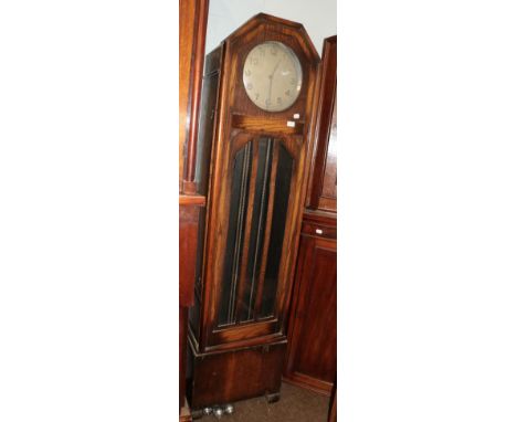 An Art Deco quarter chiming longcase clock, oak veneered case