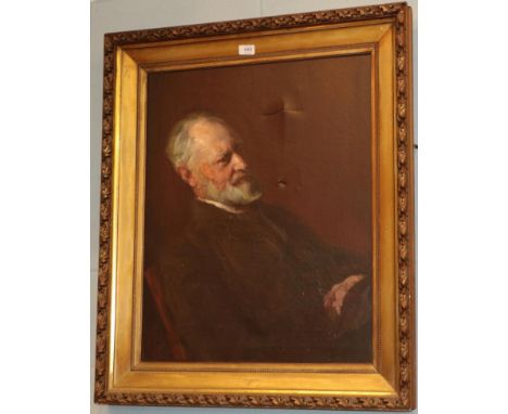 W E Richard (early 20th century) Portrait of a seated man, Bishop of Excel, oil on canvas 