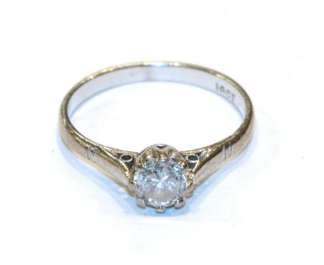A diamond solitaire ring, estimated diamond weight approximately 0.50 carat, finger size P1/2.  Shank stamped '18CT'. Gross w