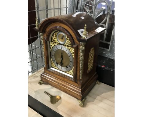 OAK CASED BRACKET CLOCK - 40CMS HEIGHT