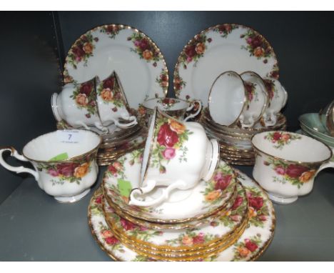 A part tea service by Royal Albert in the Old Country Roses pattern