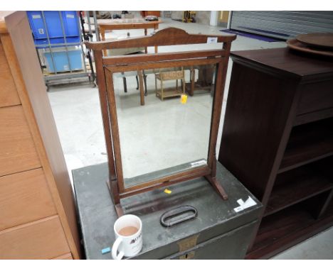 An early 20th Century oak frame firescreen/mirror