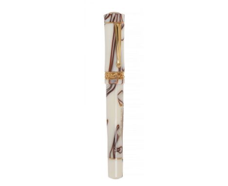 DELTA "PEACE 2006" FOUNTAIN PEN.White and brown marbled resin barrel with gold plated details.Limited edition. Exemplary 215/
