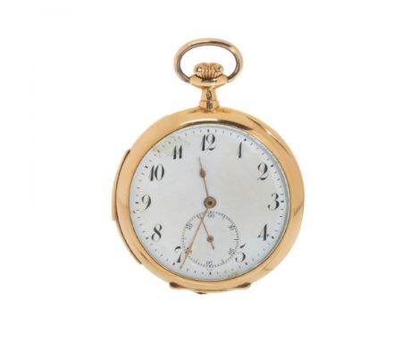 La Chaux-de-Fonds NATIONAL WATCH CO pocket watch, for blind people.In 18kt yellow gold. Circular case with white porcelain di