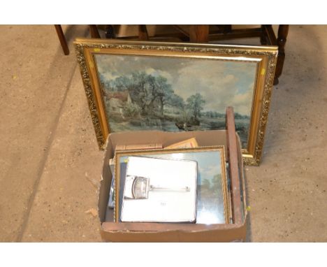 A set of vintage scales; various pictures; books etc.