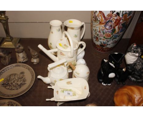 A quantity of Aynsley "Edwardian Kitchen Garden" pattern miniature watering can; jug; vase; honey pot together with a pair of