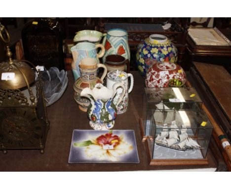 A small collection of various china to include Art Deco style vase; a Beswick ware jug; an Aynsley "Indian Tree" patterned co