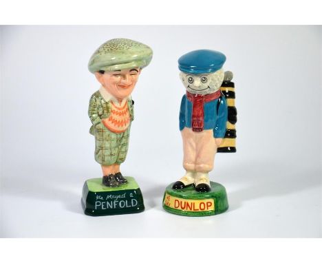 Two Royal Doulton advertising figures,'Penfold Golfer' MCL 1 and 'Dunlop Caddie' MCL 2. Both Ltd editions with box and certif