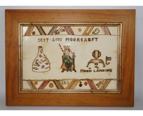 A Moorcroft pottery framed one of a kind tile panel. Made for the BBC Children in Need 2013. Tile 31cm x 21.5cm without the f