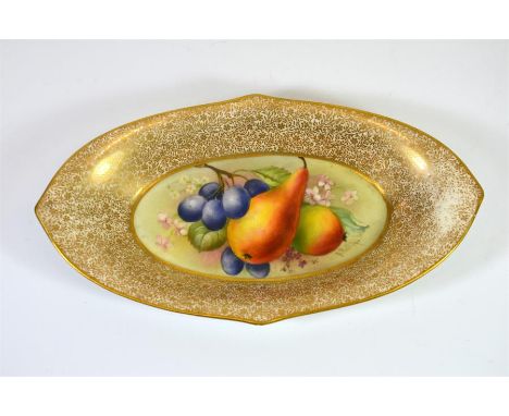 A Royal Worcester fruit tray, with a fruit decoration, signed Ernest Phillips and date code for 1919. Length 20cm.