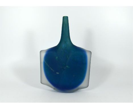 A Mdina glass vase, axe head shape. By Michael Harris. Signed to base Mdina, circa 1975. Height 27cm.