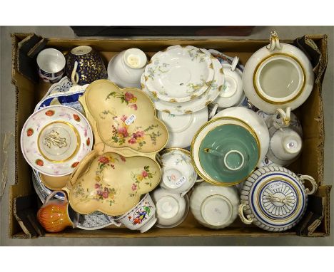 A mixed tray lot of plates including two Copenhagen, cup and saucers.