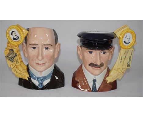 A pair of Royal Doulton large character jugs 'Wright brothers,' comprising Wilbur Wright D7179 and Orville Wright D7178. Limi