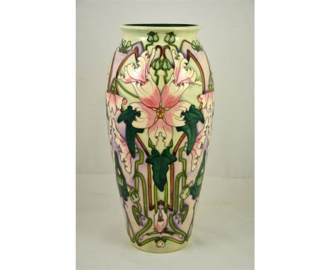 A Moorcroft 'Blackeney Mallow' vase. Dated 2001. Limited edition 127/150. Printed and impressed marks. Height 36cm. First qua