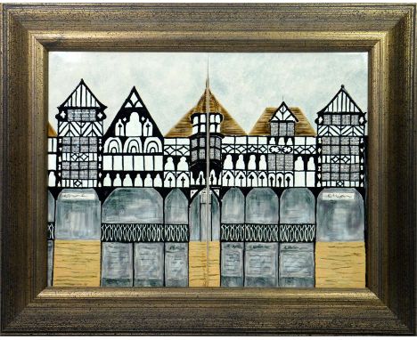 A Cobridge stoneware trial double tile, 'The Roser'. Dated 21.2.03. Impressed and painted marks. 30cm x 40cm.