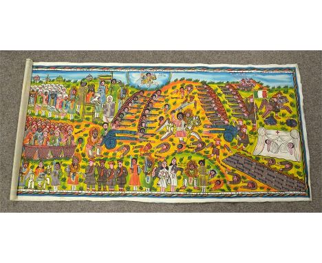 A painted cloth panel, depicting the Battle of Adwa (Adowa). The Battle of Adwa was fought on March 1st 1896 between the Ethi