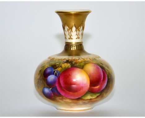 A Royal Worcester vase, with fruit decoration, signed E. Townsend and dated 1930. Printed marks. Height 10cm.