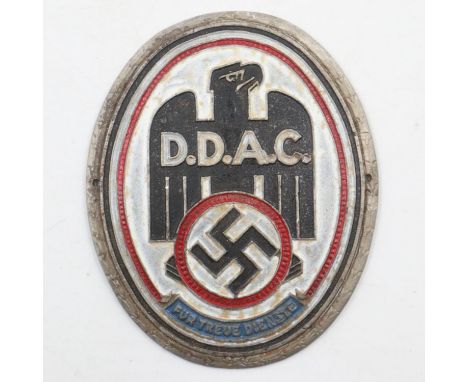 A WWII German DDAC (German Automobile Club) Car Badge. UK P&amp;P Group 1 (£16+VAT for the first lot and £2+VAT for subsequen